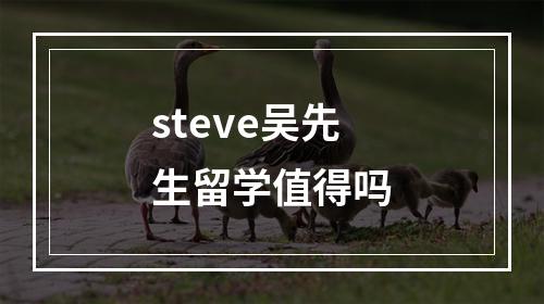 steve吴先生留学值得吗