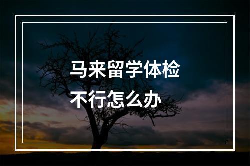 马来留学体检不行怎么办