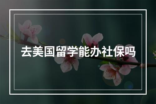 去美国留学能办社保吗