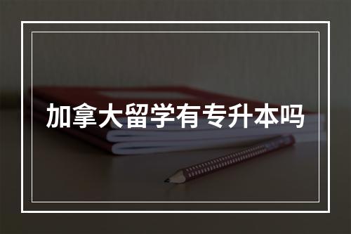 加拿大留学有专升本吗