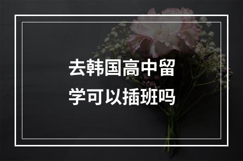 去韩国高中留学可以插班吗