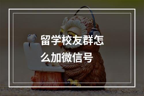 留学校友群怎么加微信号