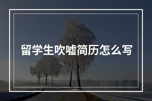 留学生吹嘘简历怎么写