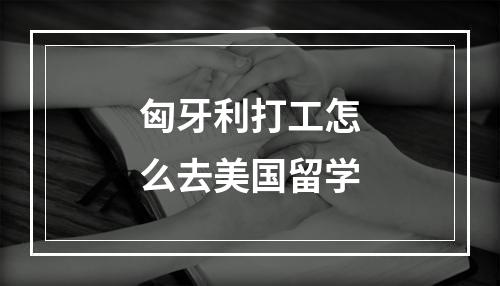 匈牙利打工怎么去美国留学