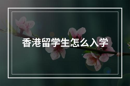 香港留学生怎么入学