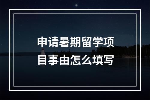 申请暑期留学项目事由怎么填写