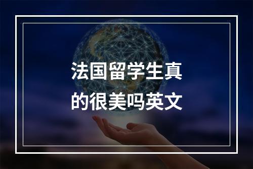 法国留学生真的很美吗英文