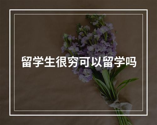 留学生很穷可以留学吗