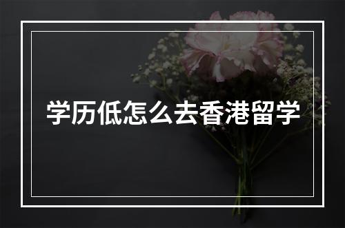 学历低怎么去香港留学