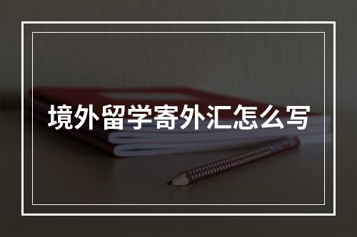 境外留学寄外汇怎么写