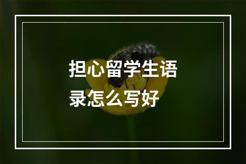 担心留学生语录怎么写好