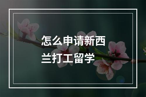 怎么申请新西兰打工留学