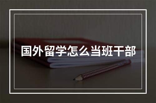 国外留学怎么当班干部