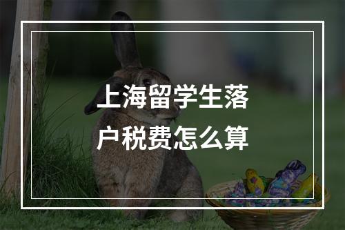 上海留学生落户税费怎么算