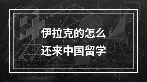 伊拉克的怎么还来中国留学