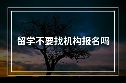 留学不要找机构报名吗