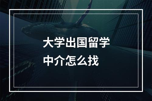 大学出国留学中介怎么找