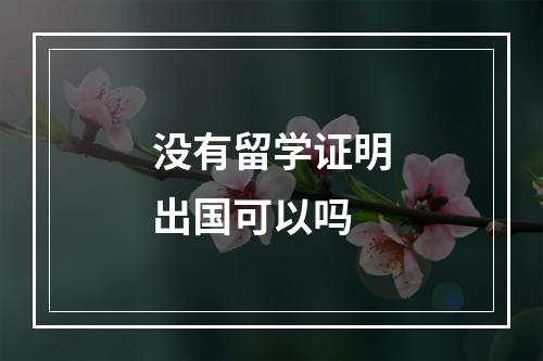 没有留学证明出国可以吗