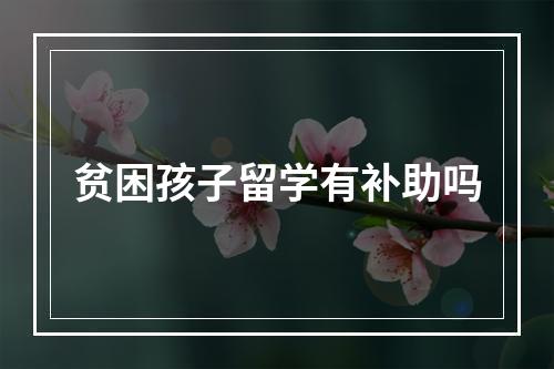 贫困孩子留学有补助吗