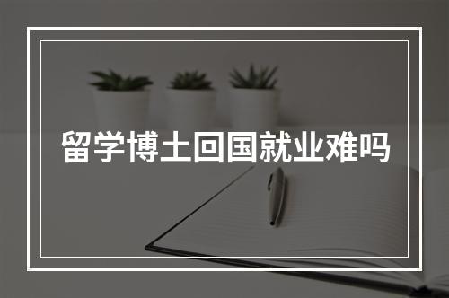 留学博土回国就业难吗