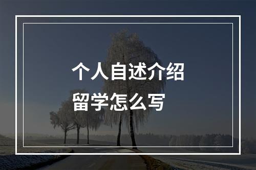 个人自述介绍留学怎么写