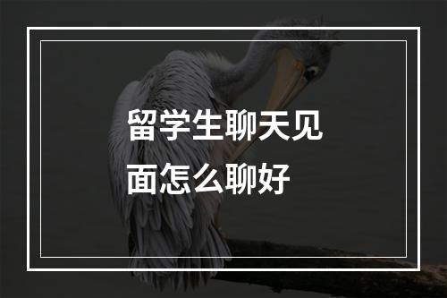 留学生聊天见面怎么聊好