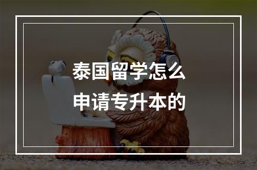 泰国留学怎么申请专升本的