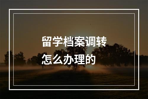 留学档案调转怎么办理的