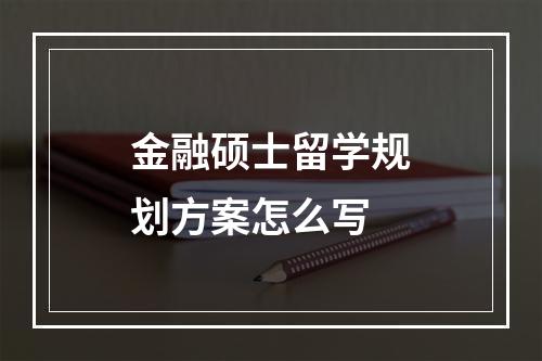 金融硕士留学规划方案怎么写