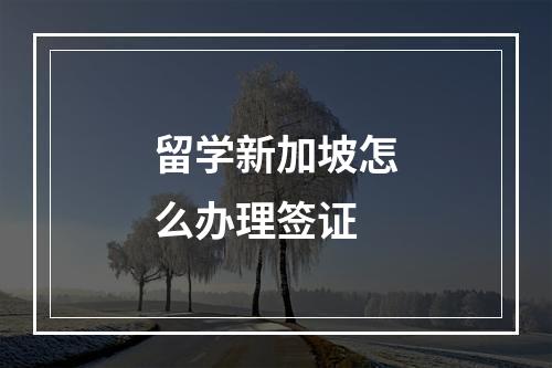 留学新加坡怎么办理签证