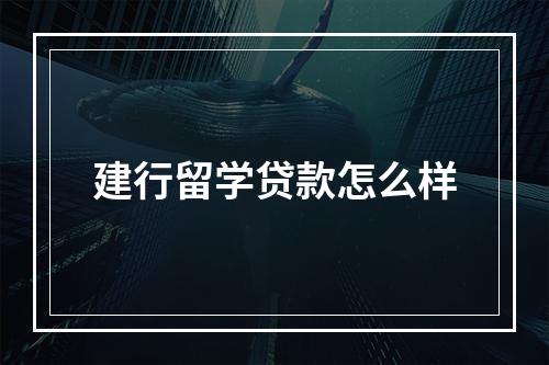 建行留学贷款怎么样