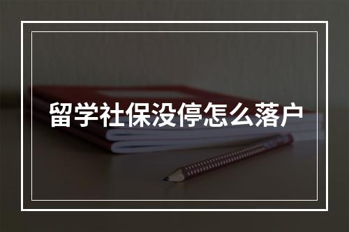 留学社保没停怎么落户