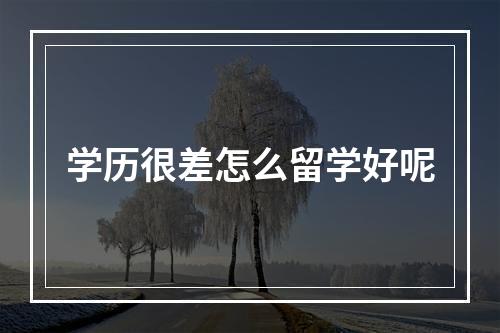 学历很差怎么留学好呢