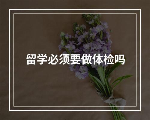 留学必须要做体检吗