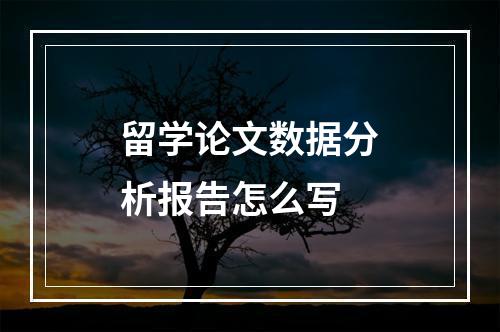 留学论文数据分析报告怎么写