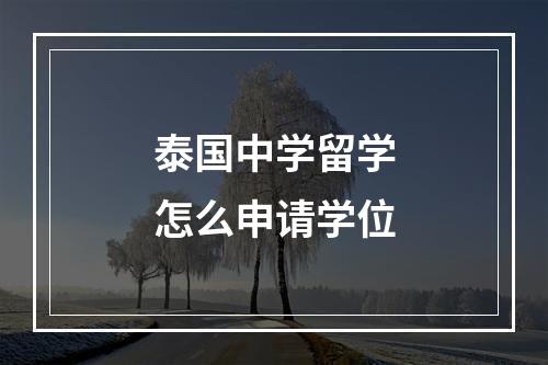 泰国中学留学怎么申请学位