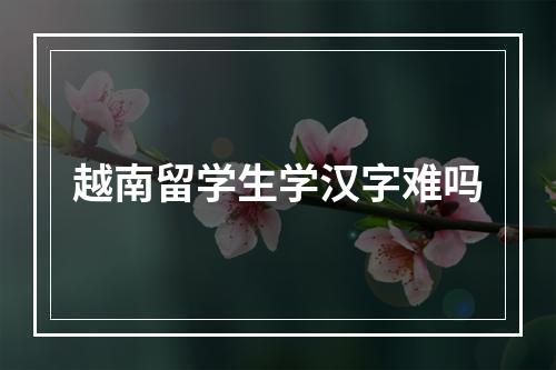 越南留学生学汉字难吗