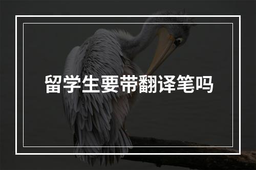 留学生要带翻译笔吗