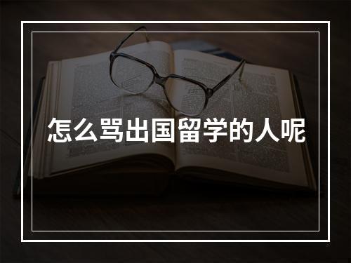 怎么骂出国留学的人呢