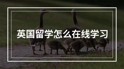 英国留学怎么在线学习