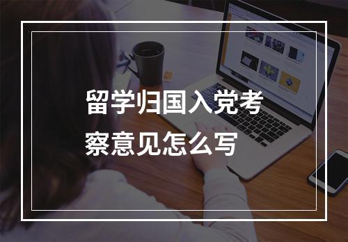 留学归国入党考察意见怎么写