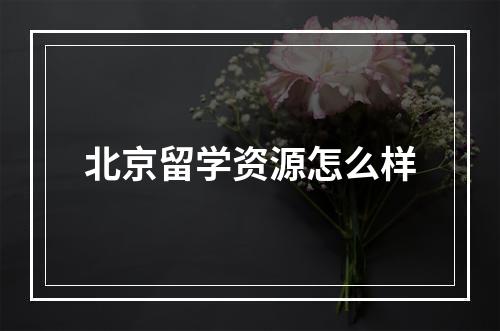 北京留学资源怎么样