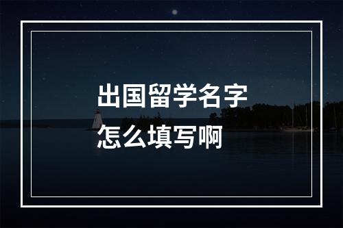 出国留学名字怎么填写啊