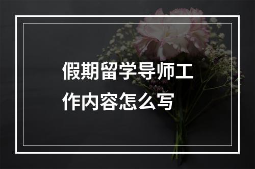 假期留学导师工作内容怎么写