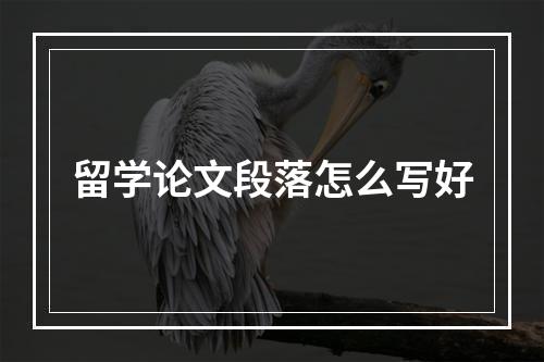 留学论文段落怎么写好