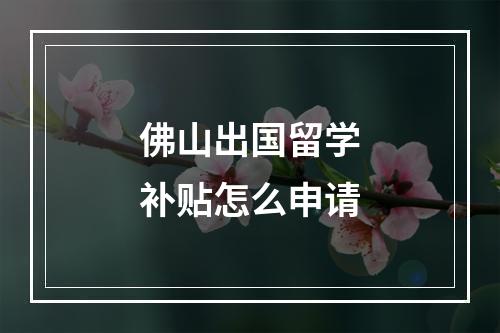 佛山出国留学补贴怎么申请