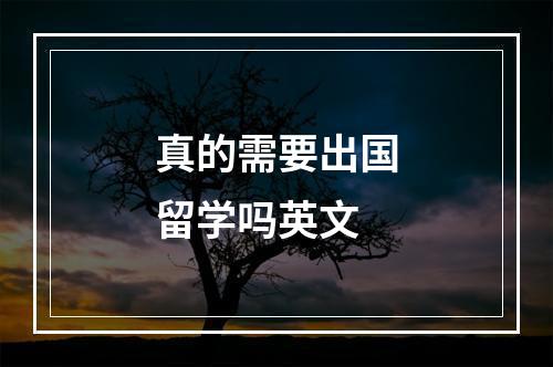 真的需要出国留学吗英文