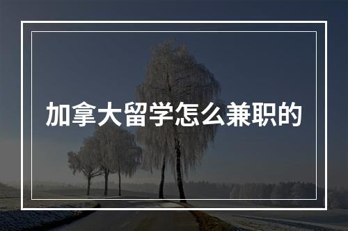 加拿大留学怎么兼职的