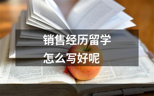 销售经历留学怎么写好呢