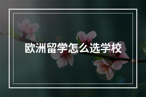 欧洲留学怎么选学校